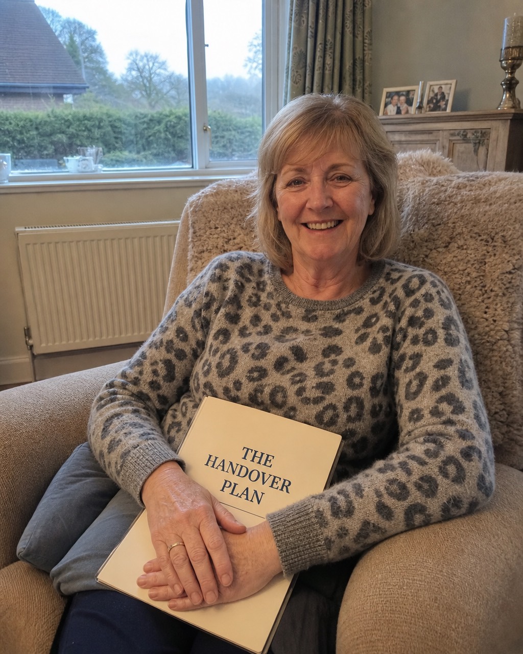 A Handover Plan customer, smiling at home